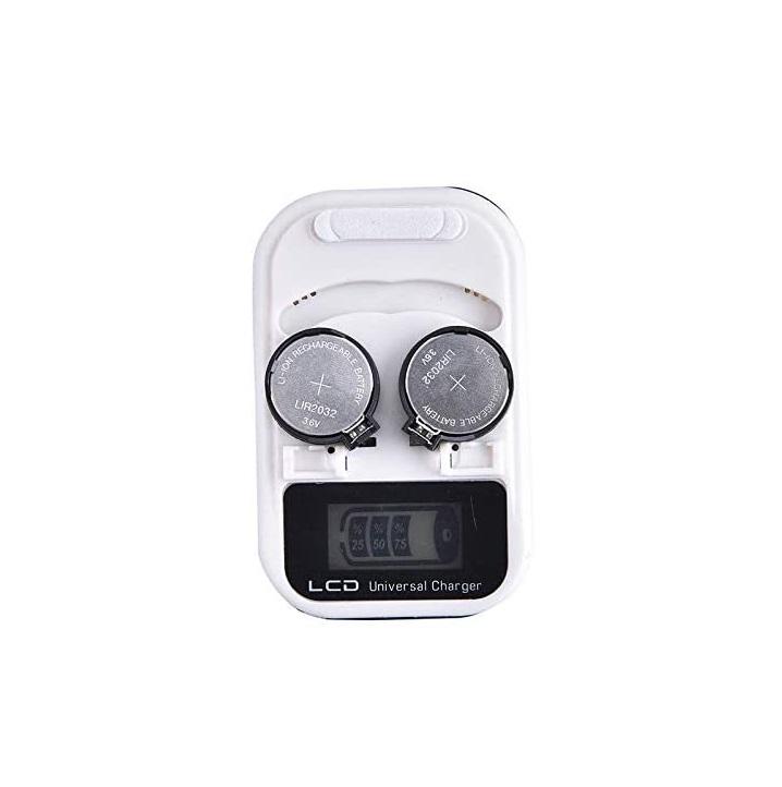 Smart LCD US EU Stecker Knopfzellen-Batterieladegerät für LIR2032 LIR2025 LIR2016 2 Slot