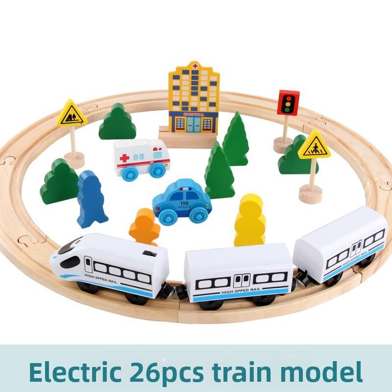 Wooden Electric Train Track Set Kids Building And Learning Play Creative