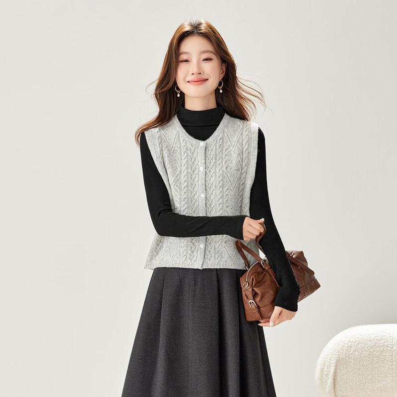 Shaxi Women's 100% Wool Retro Cable Knit Vest