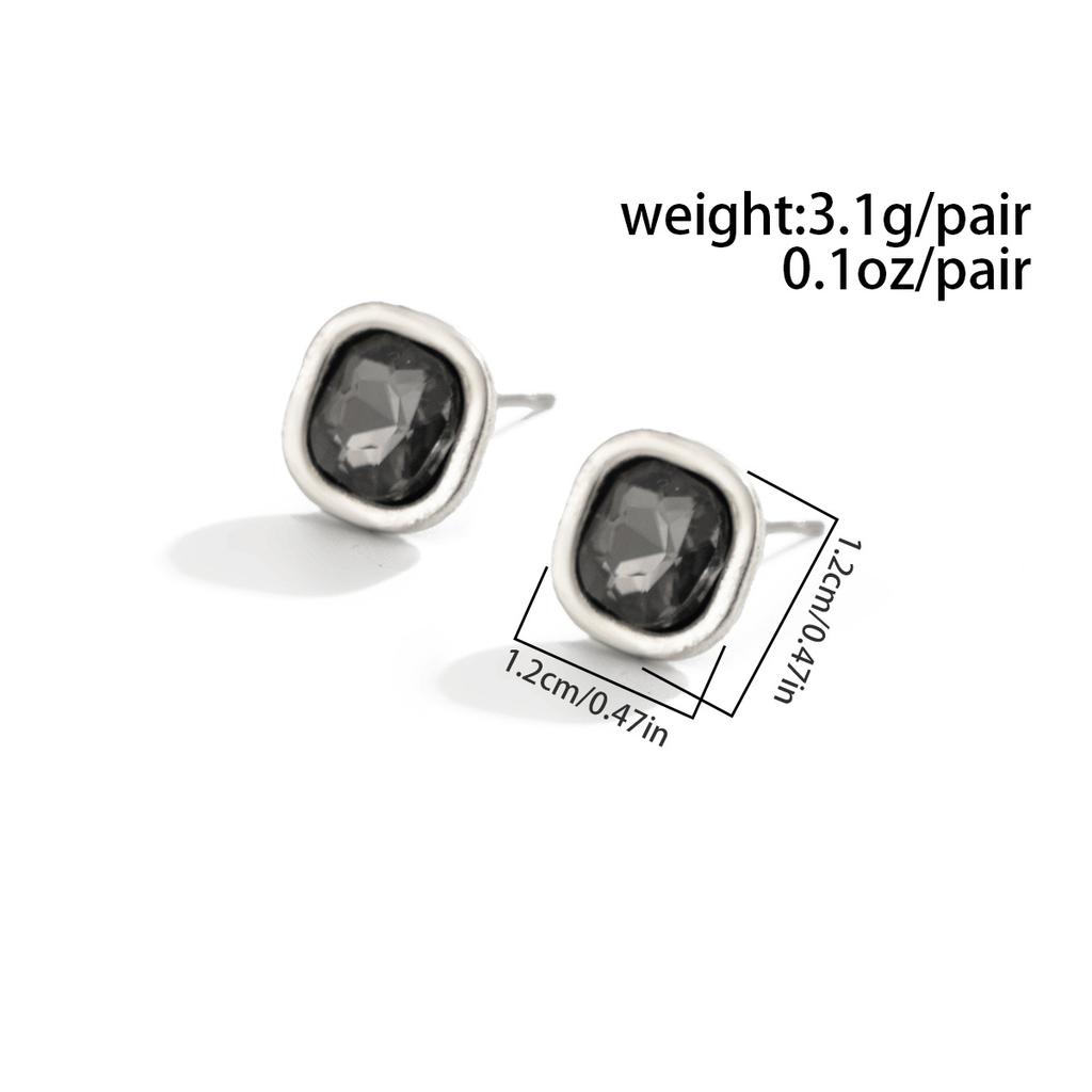 Fashion Acrylic Rhinestone Women's Geometric Earrings Ring, Simple Retro Oval Square Perforated Earrings, Jewelry Gifts