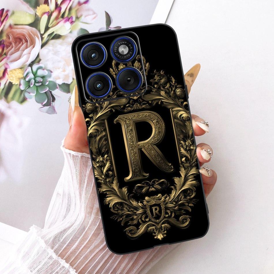 For Motorola Edge 70 Royal Crown Initial Letter Couple Phone Case For Motorola Moto X70 Air Edge70 Black Silicon Soft Bumpers