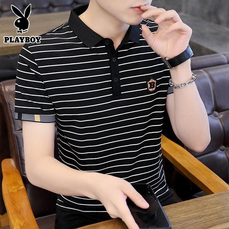 PLAYBOY Men s Striped Polo T-Shirt L