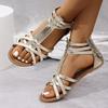 2024 Summer Ethnic Bohemian Plus Size Open Toe Buckle Strap Flat Sandals for Women