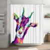 Vibrant Goat Shower Curtain Pop Art Wall Hanging Bathroom Decor Modern Rainbow Animal Print Linen Waterproof Shower Cover