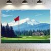 One 2D Flat Polyester Background of a Bright Golf Course Scene, Suitable for Sports and Home Decoration