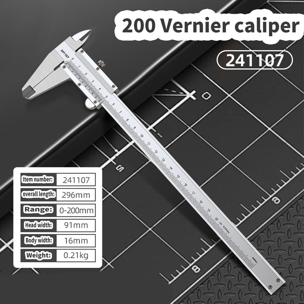 Stainless Steel Vernier Caliper 150/200/300mm Caliper Measuring Tool Manual Micrometer for Depth Diameter Measurement
