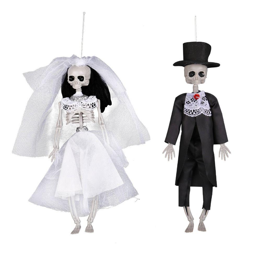 Plastic Skeleton Couple Ornament Simulation Halloween Skeleton Car Decoration  Haunted Home