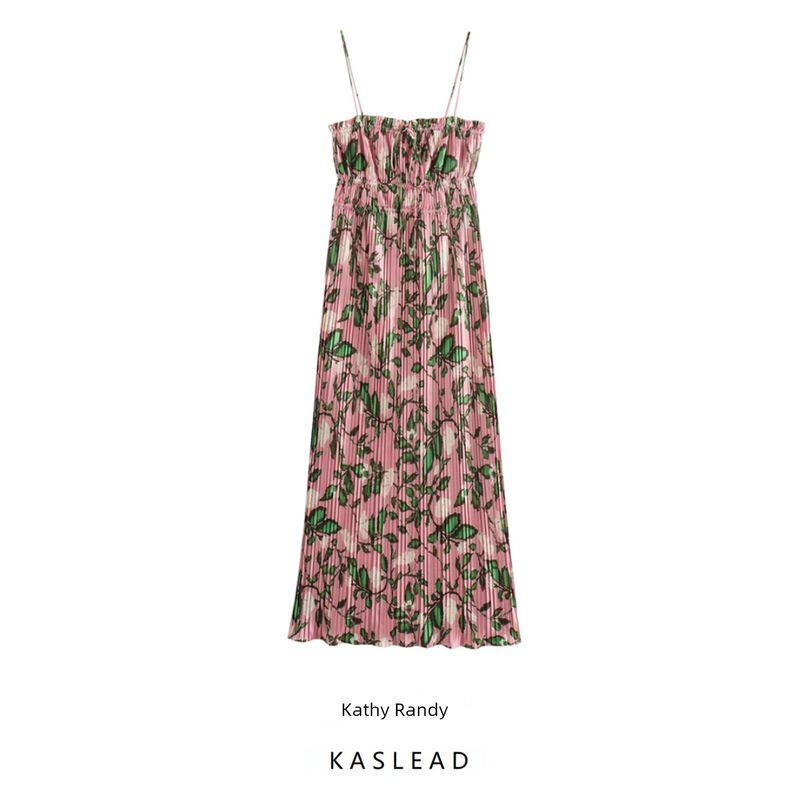 Kaslead New Arrival Women's Clothing Fashion Style Fashion Silm Print Small Pleated Dress 3644158