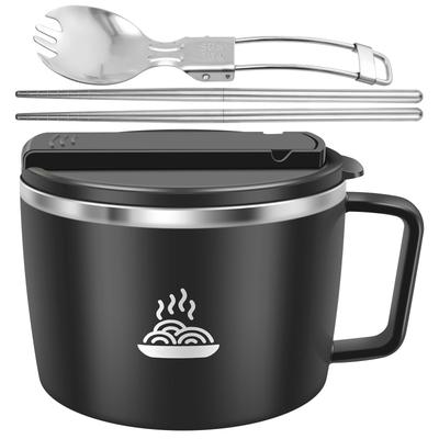 Bol à nouilles en acier inoxydable Double paroi Bol à ramen 1200 ml Grande capacité Tasse à nouilles instantanées Bonne étanchéité pour la maison l'extérieur