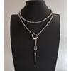 304 Stainless Steel Heart Pendant Necklace With Spike Accents And Cross Chain Style For Trendy Outfits