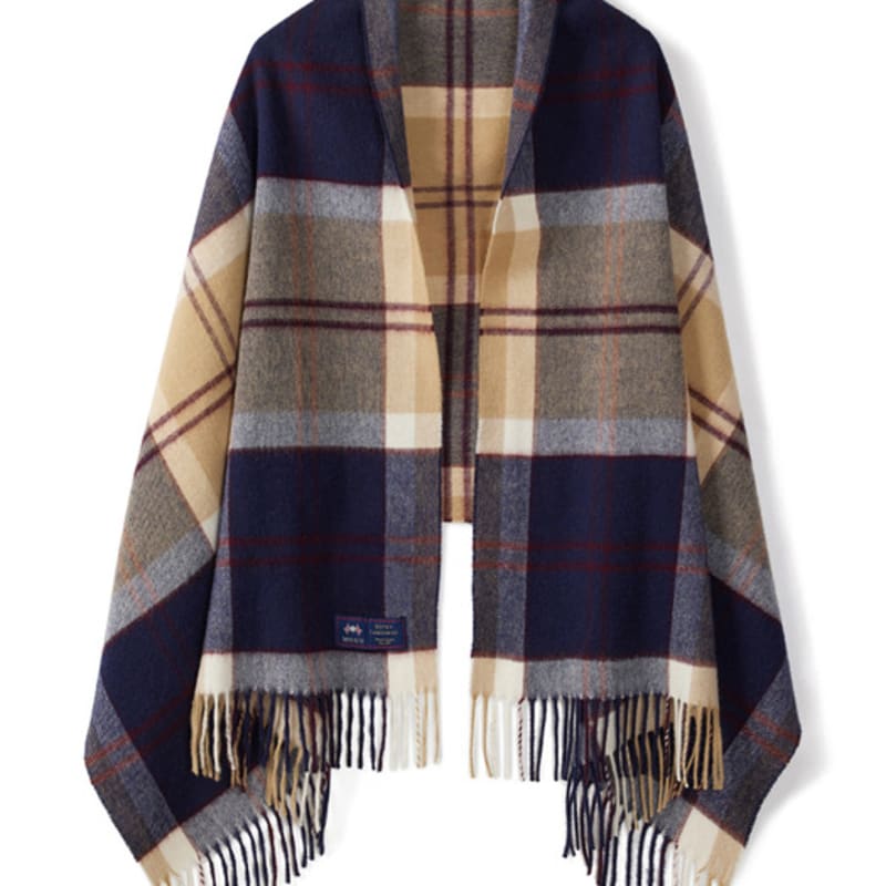 

ABRAHAM MOON Merino Wool Shawl 70cm - Semi-Green Navy FREE