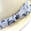 Excellent CHANEL COCO Mark Ribbon Fedora Straw Hat Beige Gray Pile Women M 22S Used