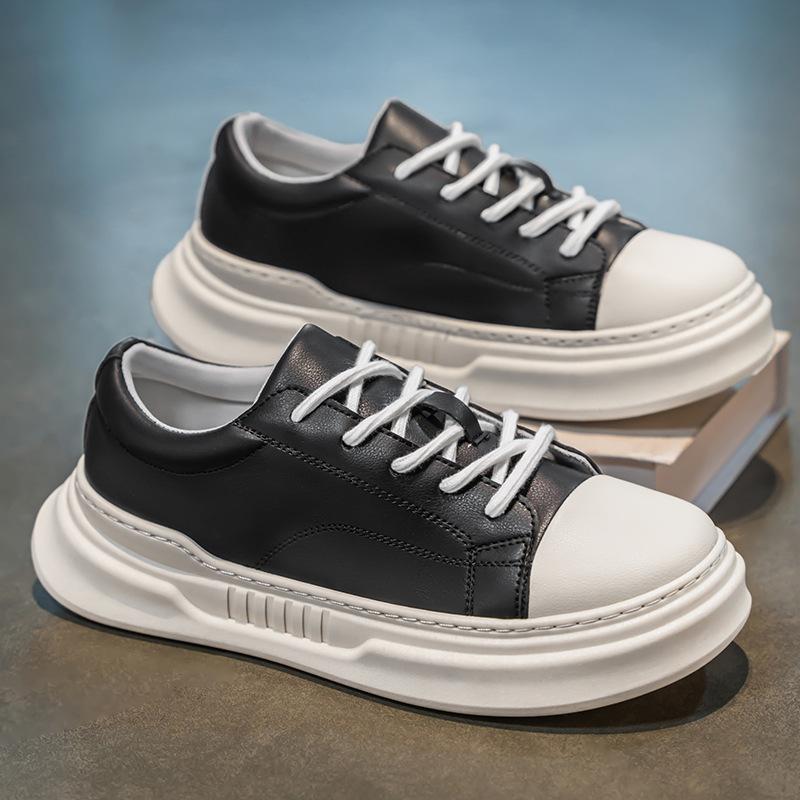 

Big head wide last classic versatile spring little white shoes 2025 thick sole heightening lace-up wear-resistant sports men s casual shoes 39