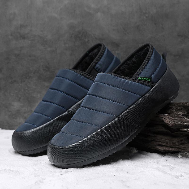 

Зимние новые мужские облегающие ногу ленивые туфли с набивкой и утолщенные теплые хлопковые туфли с низким верхом, повседневные туфли для прямых эфиров на Северо-Востоке 44 синий