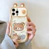 For iPhone 11 12 13 14 15 16 17 Pro Max Quicksand Ears Rilakkuma Sliding Window Protect Camera Case