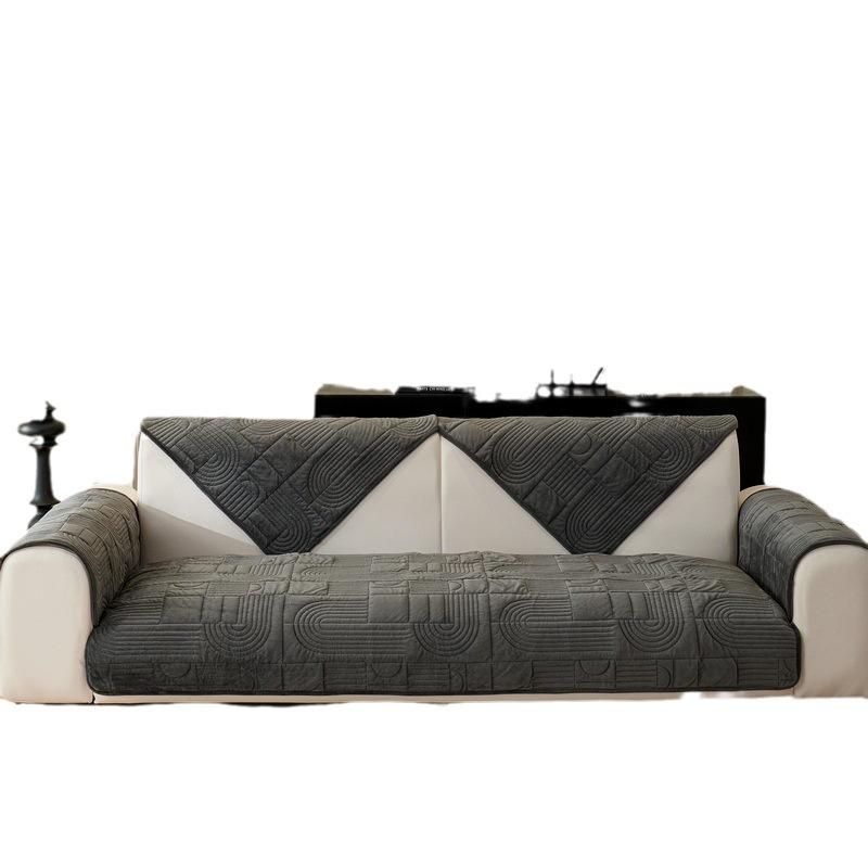Winter Baby Fleece Sofa Cushion Thickened Plush Seat Cushion Non-Slip Leather Sofa Backrest Cushion Cover Nordic Simplicity