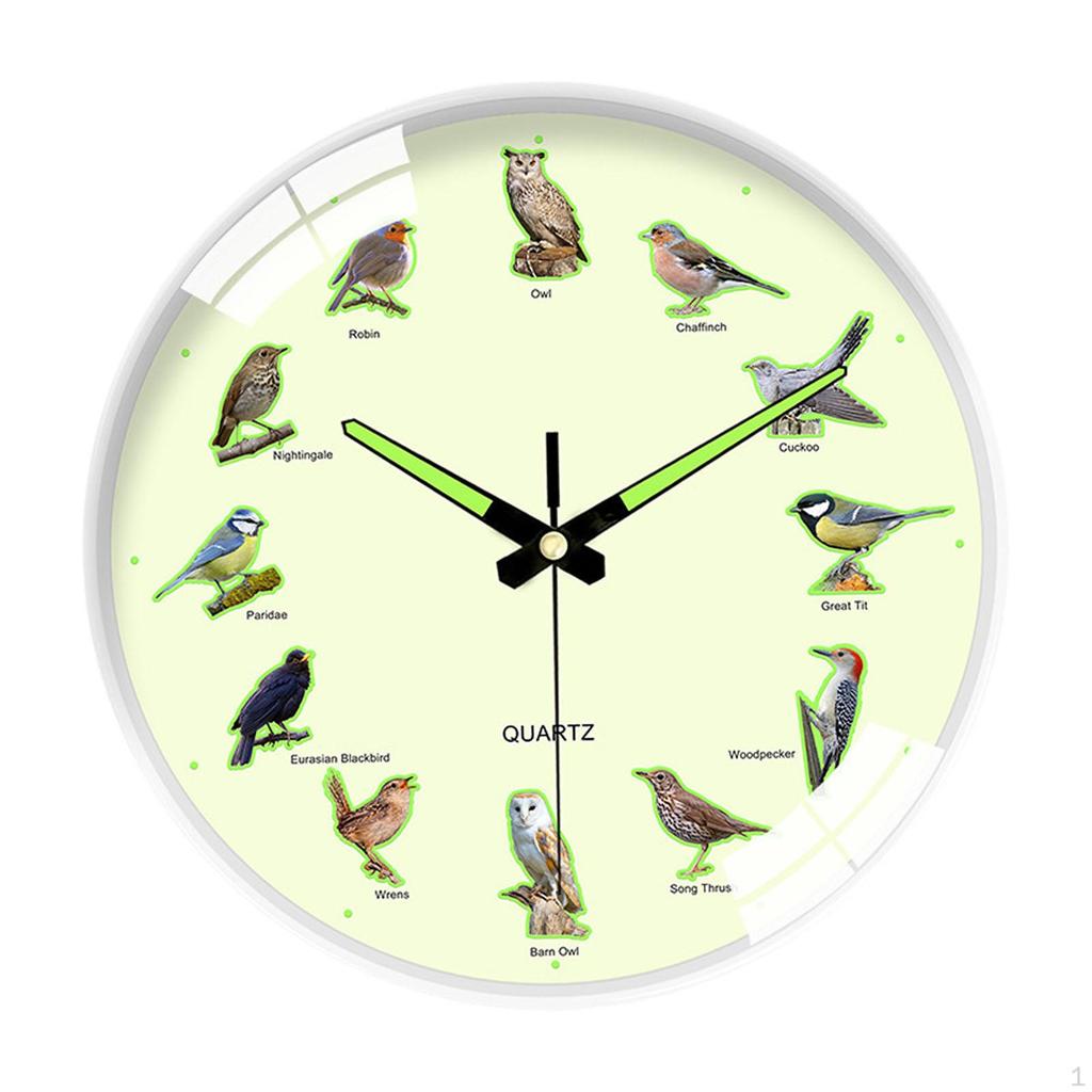 Bird Theme Wall Clock, Glow In The Dark Accessories, Decor for Bathroom, Farmhouse, Office,