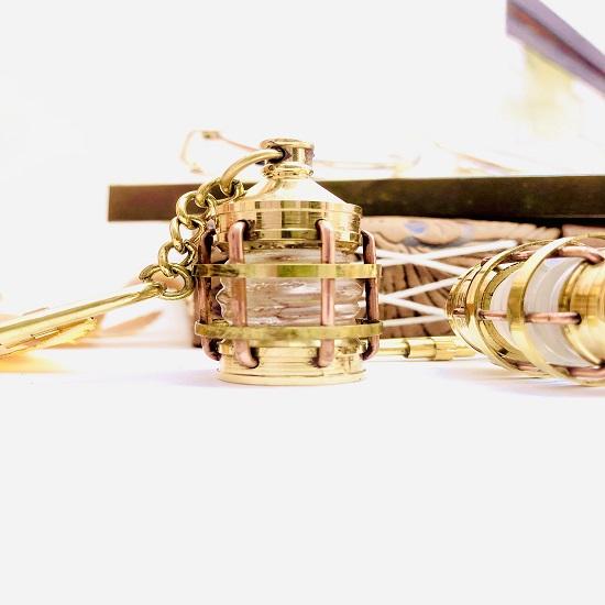 Vintage Brass Lantern Keyring, Lamp Key Chain, Nautical Brass Keychain, Gift for Christmas, Gift for Man, Birthday Gift, Lot of 12 Pieces