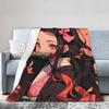 Kimetsu No Yaiba Kamado Nezuko Decken Anime Fleece Lustige Atmungsaktive Überwurfdecken für Bettwäsche Wohnzimmer Frühling Herbst