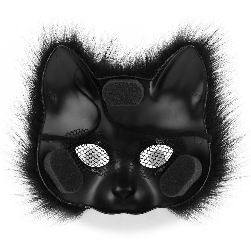 Halloween Fox Mask & Gloves with Plush Tail and Collar Set for Cosplay