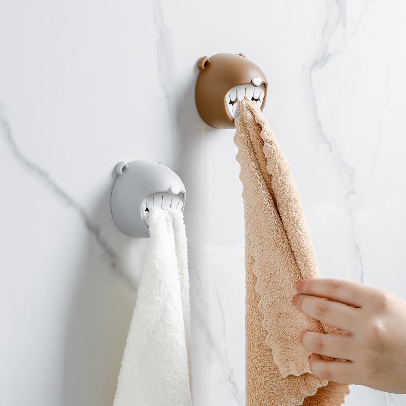 Cartoon Bathroom Towel Holder Creative Wall Mounted Face Towel Storage Rack Space-Saving for Small Rooms