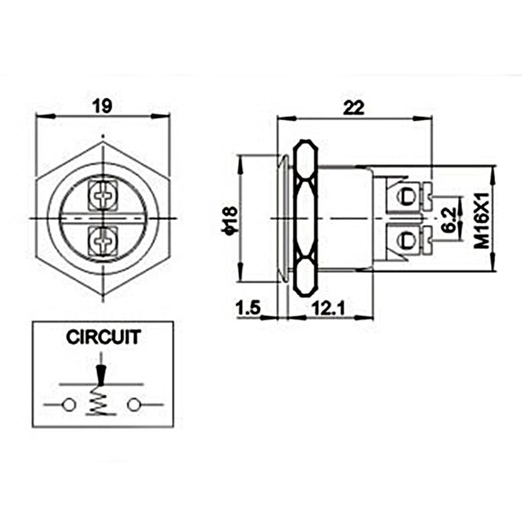 Mini Flat Momentary Switch Push Button for Doorbells 18mm