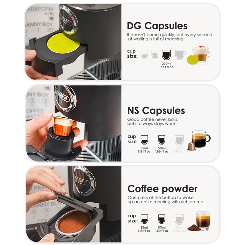 HiBREW Kávovar na kapsle 3 v 1 H3C, 20barové čerpadlo, horká/studená příprava, 7 teplotních nastavení, 1,4l nádržka na vodu, pro kapsle DG/NS a mletou kávu - Bílý