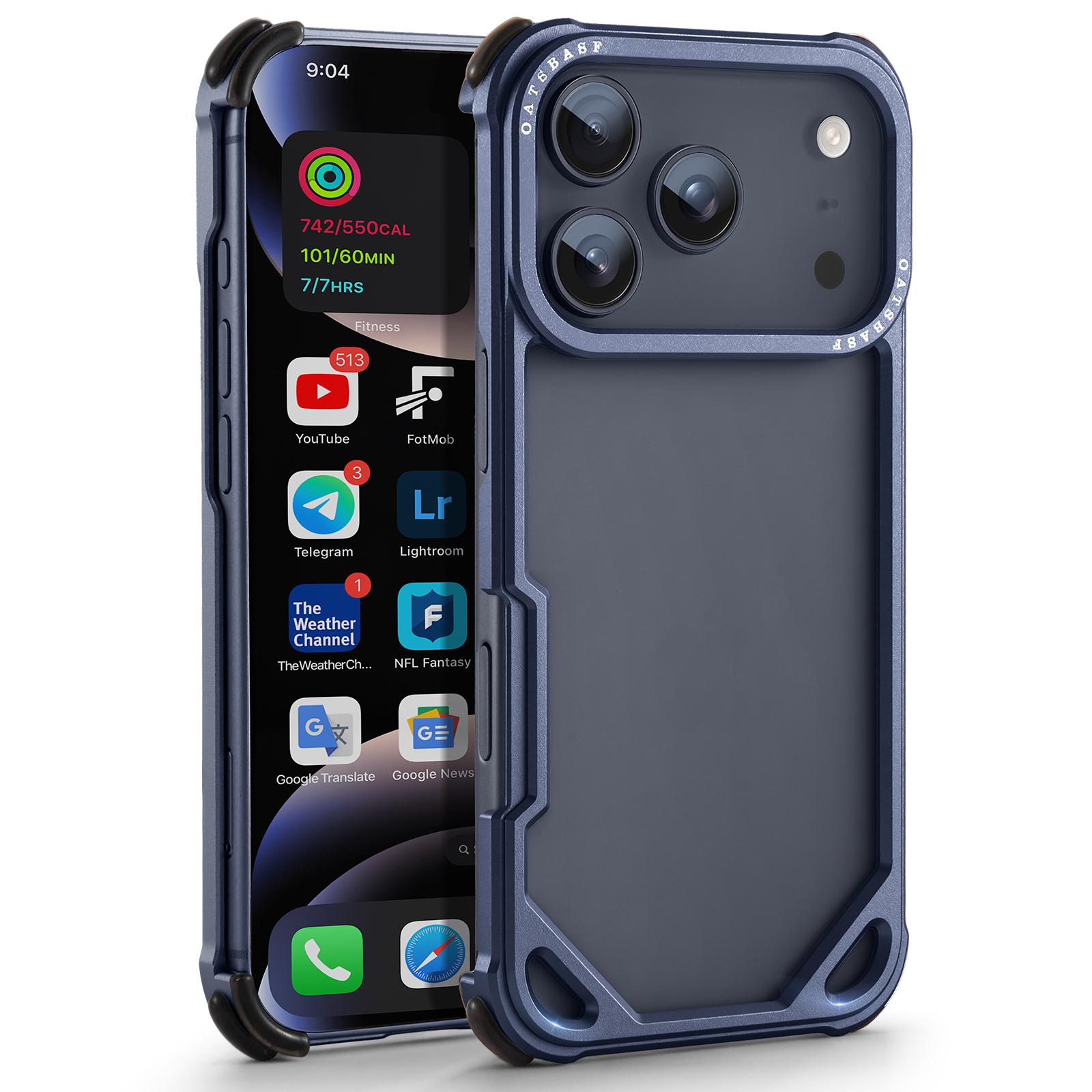 

Eary Metal Frameless Phone Case for iPhone 17 Pro Max Air Ultra-thin for Magsafe Shell Shockproof Protector Aluminum Alloy Cover iPhone Air синий