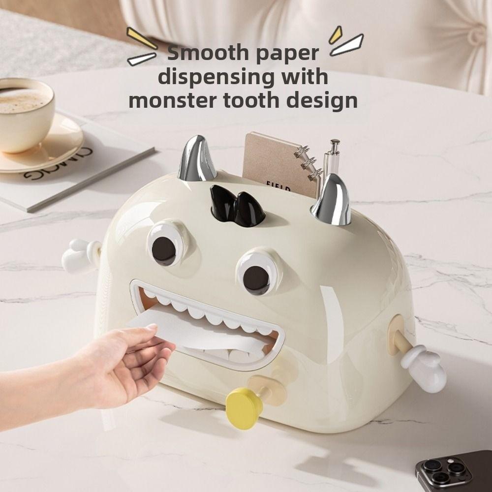 Cute Desktop Tissue Case with Phone Holder Facial Tissue Holder Cartoon Tissue Box  Entrance Hall