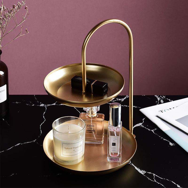 Nordic Licht Luxus Kuchen Obst Platte Eingang Schlüssel Doppel-schicht Abnehmbare Desktop Regal Schmuck Snack