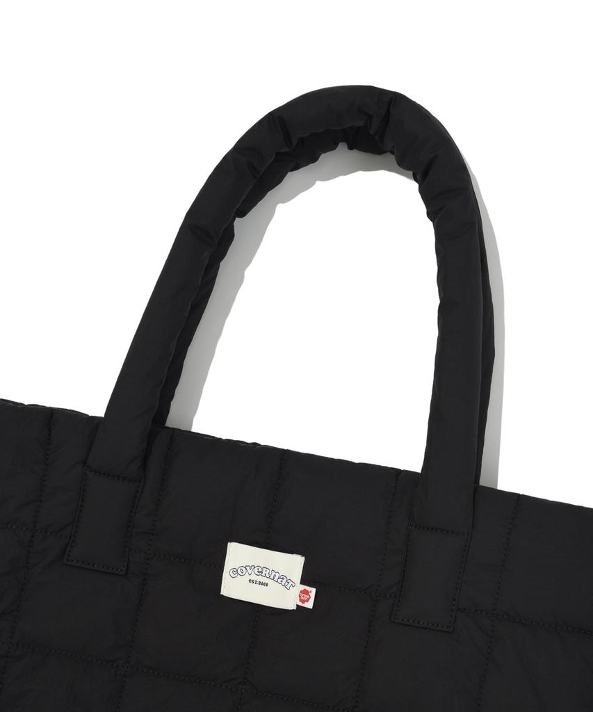 Covernat Woman Clover Heart Quilted Big Tote Bag Black