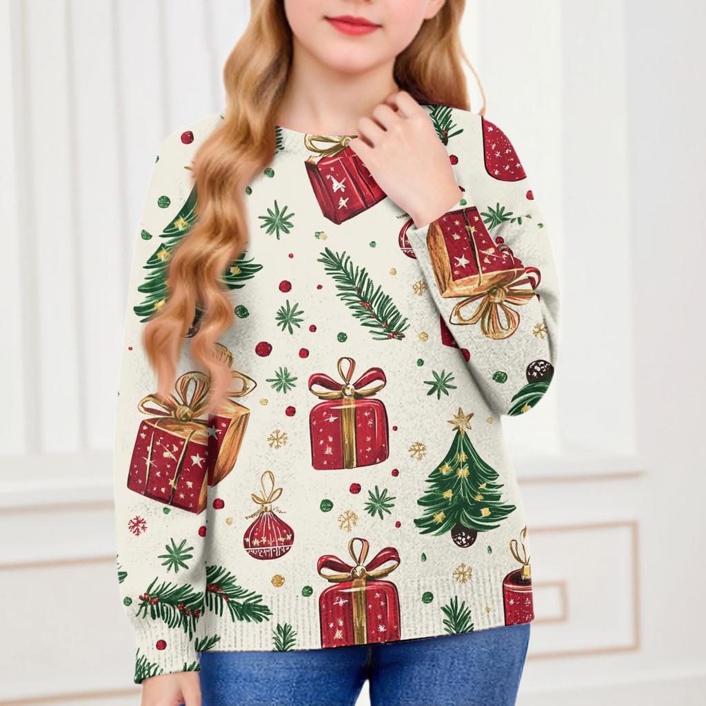 Christmas Day Sweatshirts For Children Boys And Girls Knit Sweater Cute Shirt Fall Crewneck Pullover Tops