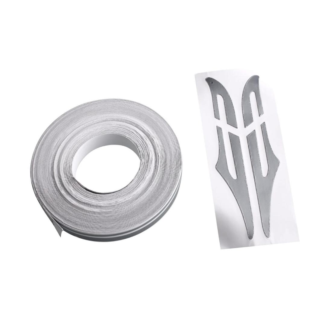 Beatifufu Pvc Pinstripe Tape Decal for Silver Car 980x1.2cm Elastic Fit Permanent Automotive Adhesive Uv Protection Vehicle Decoration