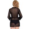 Ladysta BLACK Net Striped Above Knee Babydoll Nightwear Freesize (S M L)