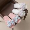 Polka Dot Bow Open Cotton Slippers Ins Fluffy Slippers Less Contrasting Plush Slippers