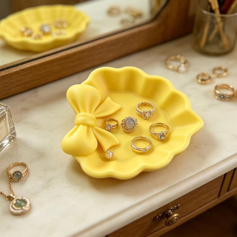 4 Colors 3D Printed Heart Shaped Jewelry Tray Bow Decoration Tray Jewelry Storage Container Ornament