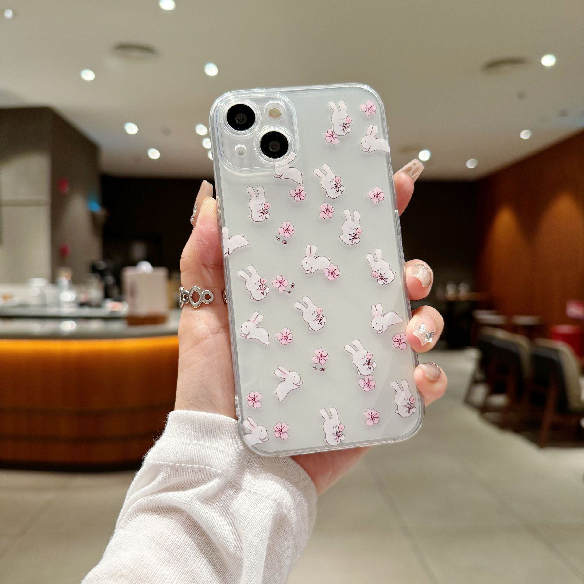 

Чехол с изображением кролика и цветка для Apple iPhone 11/12/13/14/15 iPhone 15