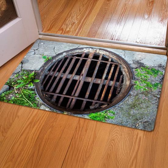 Floor Mat 3D Optical Illusion Rug with Realistic Hole Effect High-Resolution Printing Non-Slip Soft