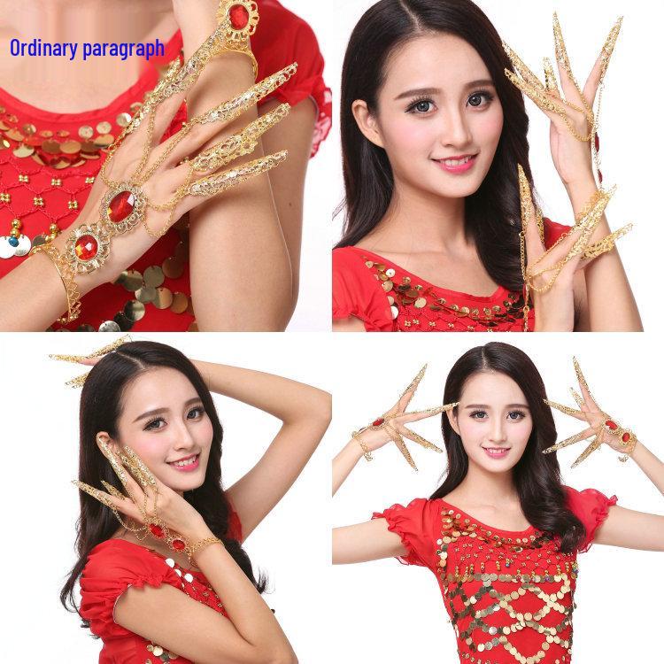 Indian Dance Costume: Extended Jewelry and Thousand-Hand Guanyin Sleeves for Xinjiang Ethnic Style Performance