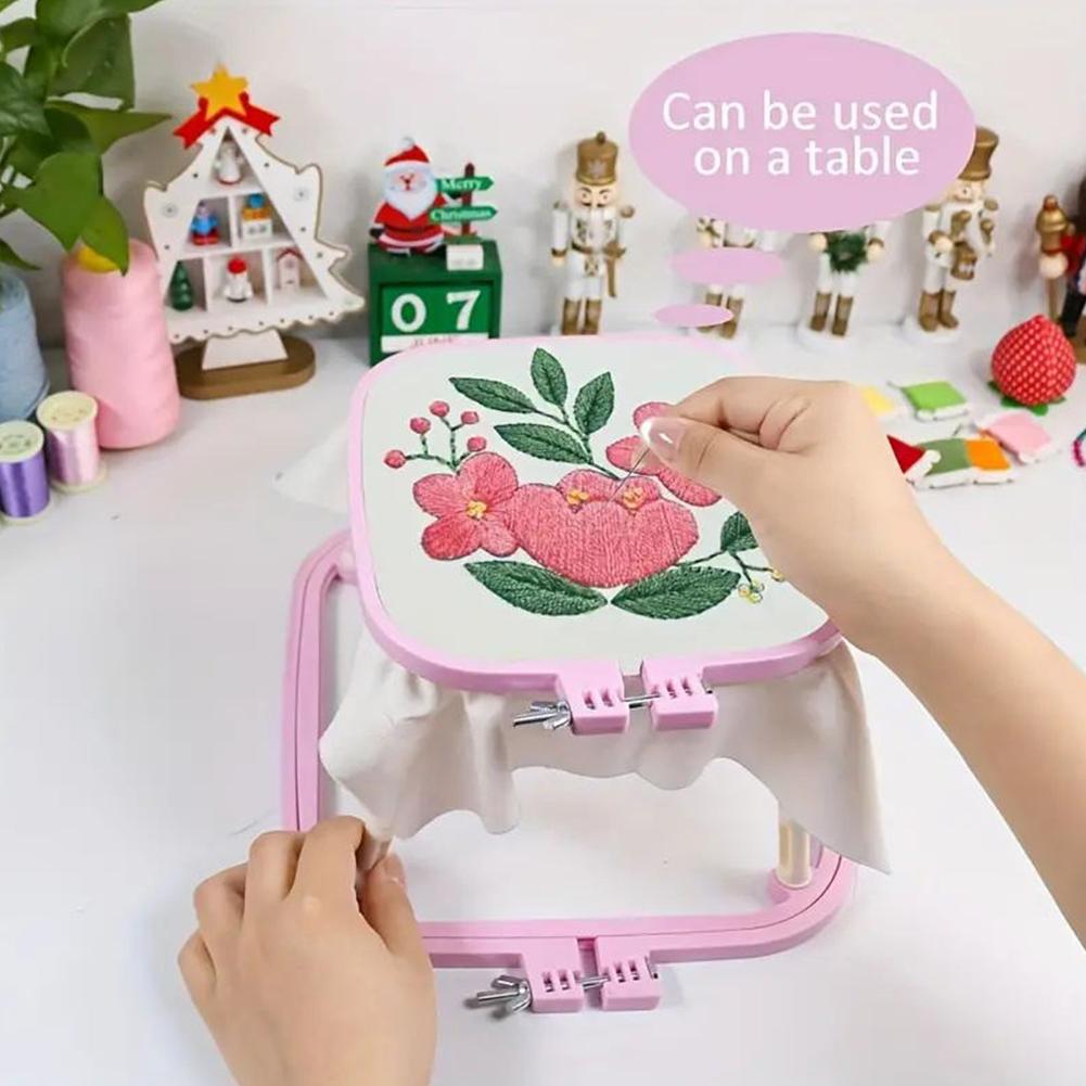 Cross Stitch Rack Multifunctional Double Layer Embroidery Frame Removable 2 Tier Square Embroidery Hoop for DIY Sewing Craft