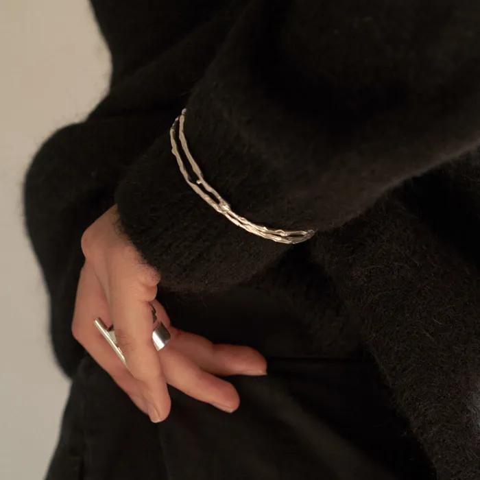 Silver In Black Bangle