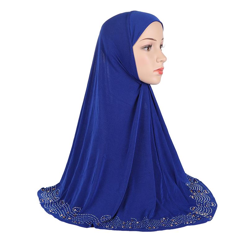 H001 Adults big size muslim hijab scarf with rhinestones islamic headscarf hats armia pull on headwrap ramadan gift