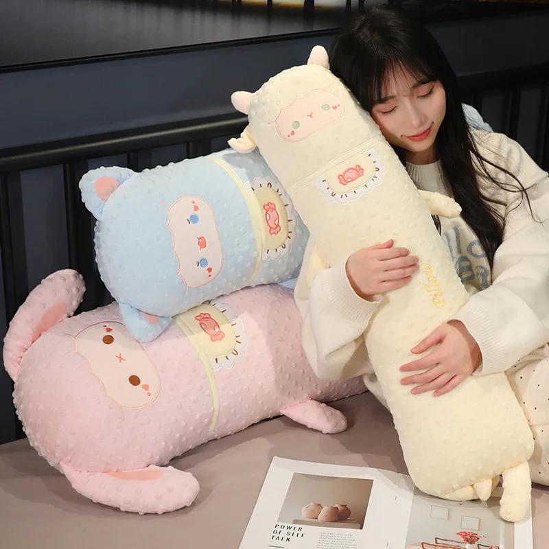 Soft Rabbit Cat Sheep Plush Toy Cartoon Stuffed Animal Long Pillow Cute Fluffy Bed Sofa Cushion for Kids Nursery Room Decor Gift