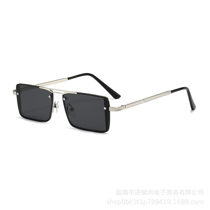 European and American retro small square sunglasses men's high-end fashion wear driving metal sunglasses women