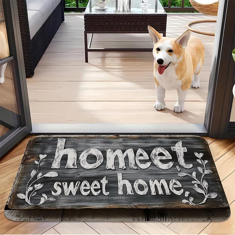 1 Retro-Holzschildmuster Fußmatte Halloween-Dekormatte Innen- und Außenbereich rutschfest Universalmatte