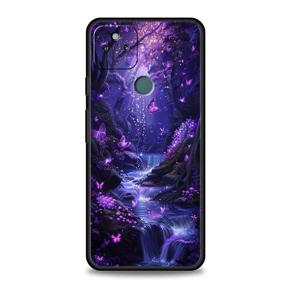 Art Purple Butterfly Phone Case Cover for Google Pixel 10 9 8 7 6 9A 8A 7A 6A Pro Shockproof Soft TPU 10 Pro XL Shell Fundas Bag