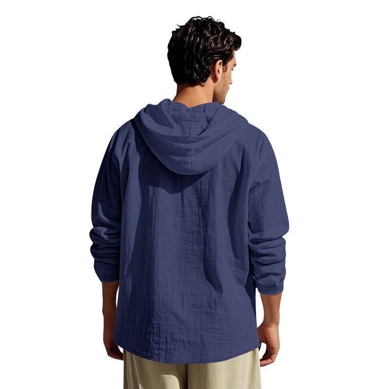 Men S Hooded Long Sleeve Loose Casual Pullover T Shirt