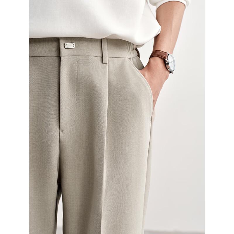 HAUT TON Men's Textured Drapey Casual Straight Trousers