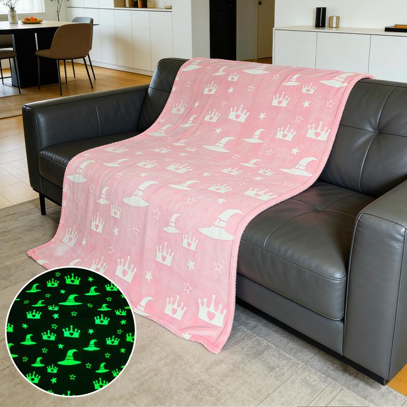 Cartoon Light Up Fleece Blanket With Glow Effect For Kids Bedroom Decor