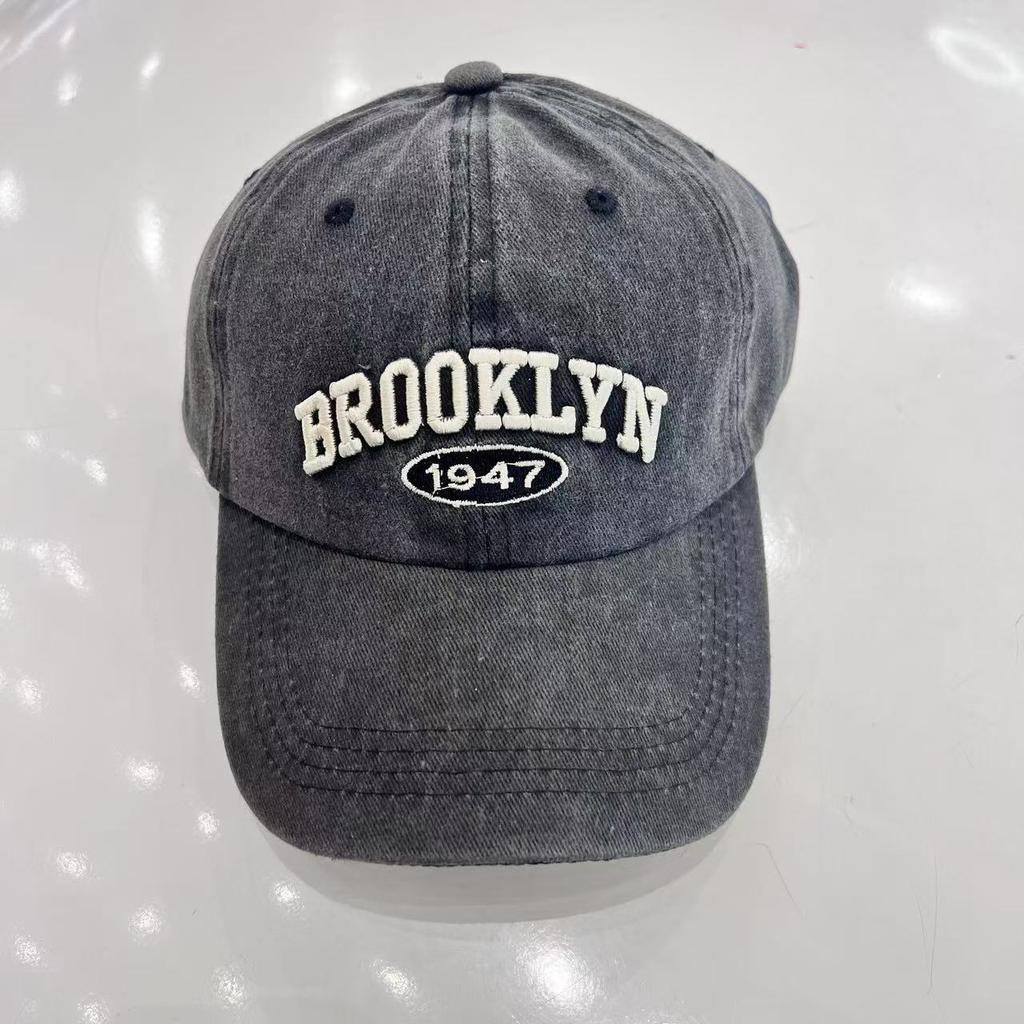 American embroidery letter retro washed baseball cap female trend couple men's cap versatile sunshade sunscreen hat